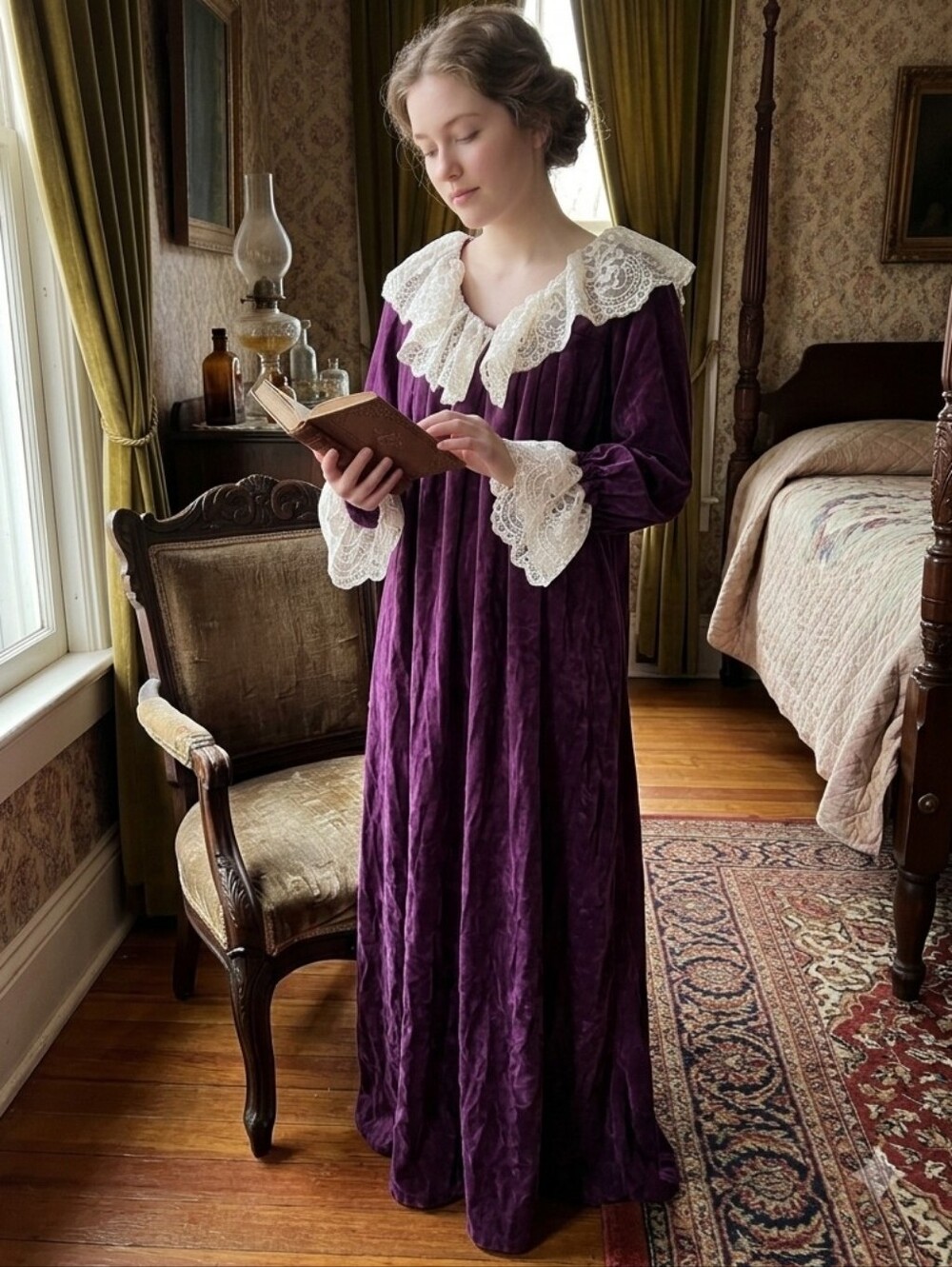 Vintage Ruth Norman New York Womens Pruple Robe Medium Victorian Cosplay Theater